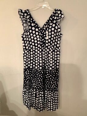 LOFT Navy and White Polka Dot Sleeveless Sun Dress NWT M retail 99.99